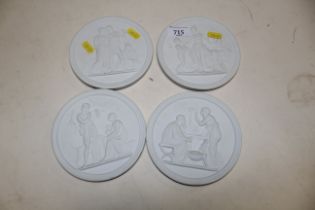 Four Royal Copenhagen of Denmark wall plaques