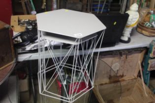 Two wire metal side tables