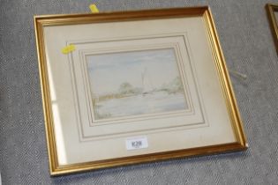 A frame and glazed watercolour of a sailing boat