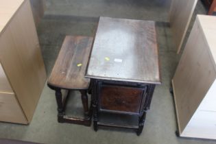 A small drop leaf side table and an unusual carved