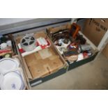 Two tray boxes containing various items including
