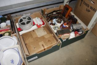 Two tray boxes containing various items including