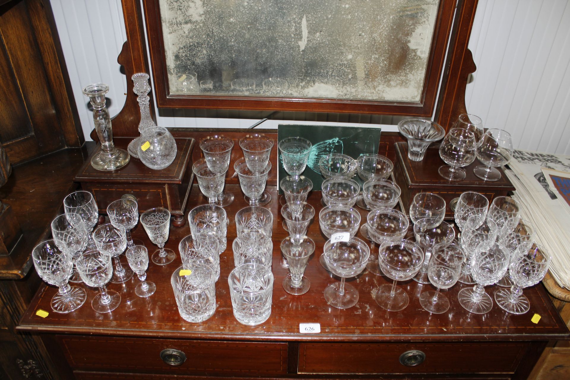 A quantity of various table glassware, tumblers, w