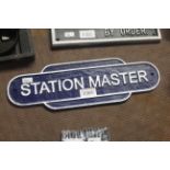 A painted cast iron sign for "Station Master" (201