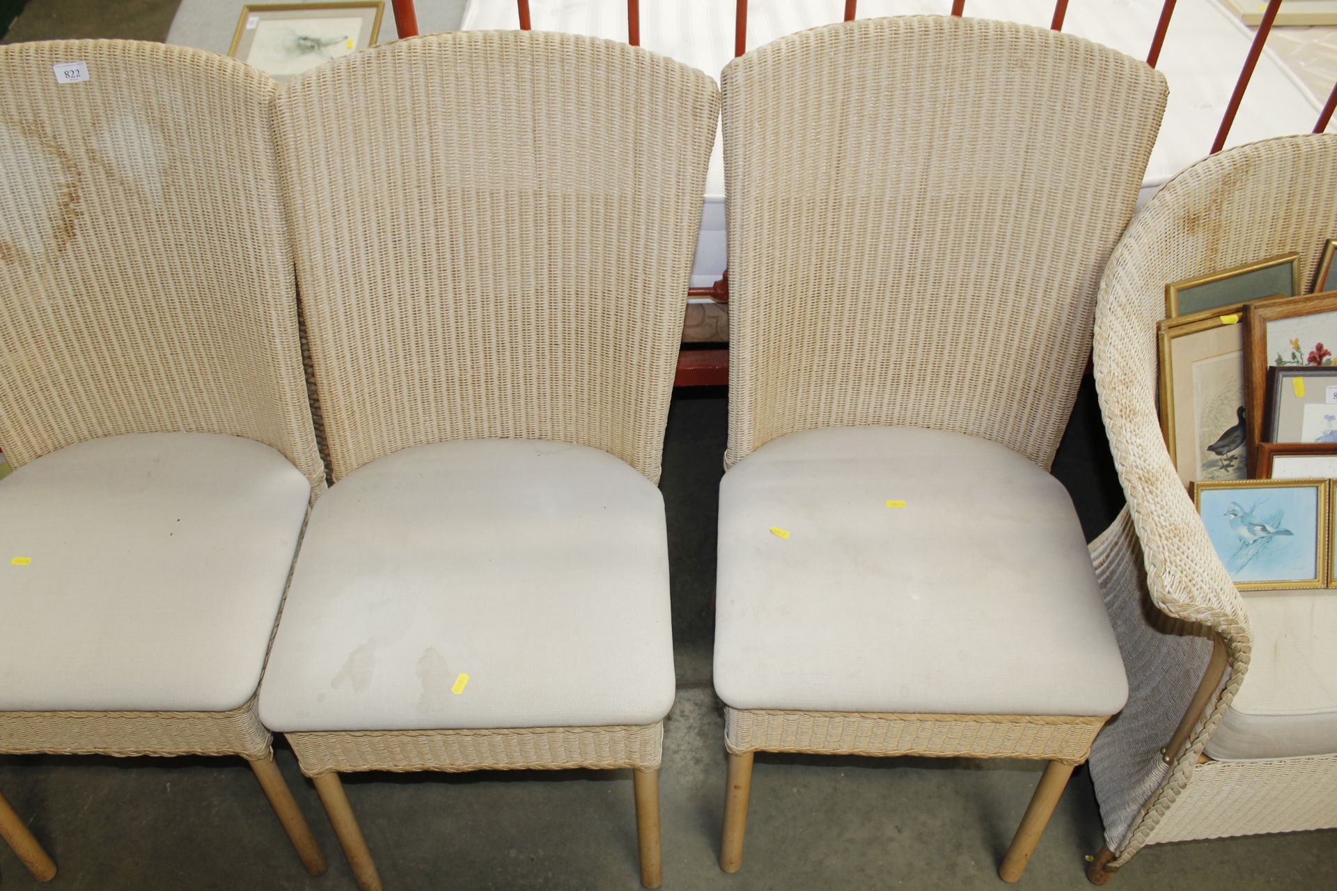 A set of four Lloyd Loom dining room chairs (some stained) - Image 3 of 4