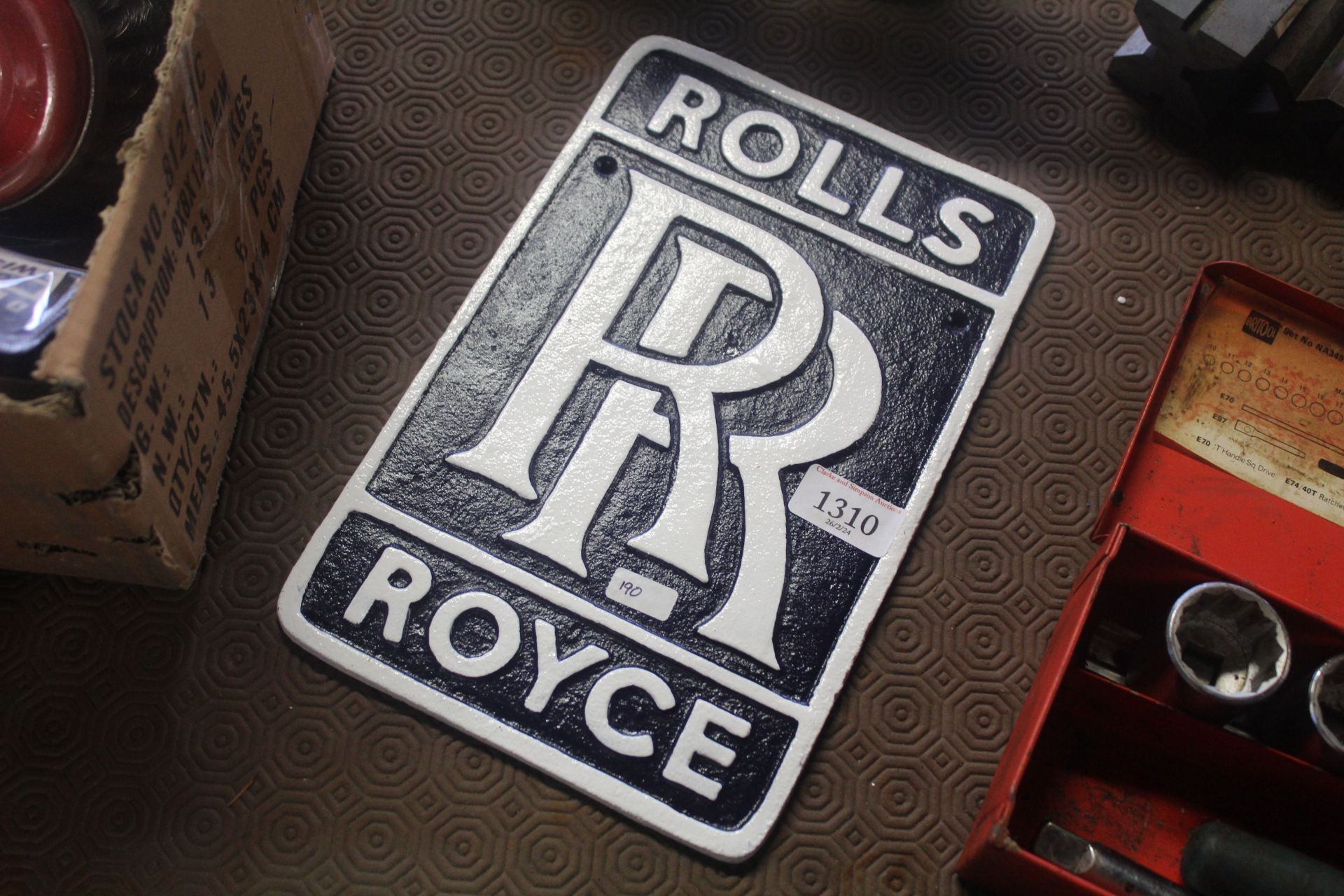 A painted cast iron sign for "Rolls Royce" (190)