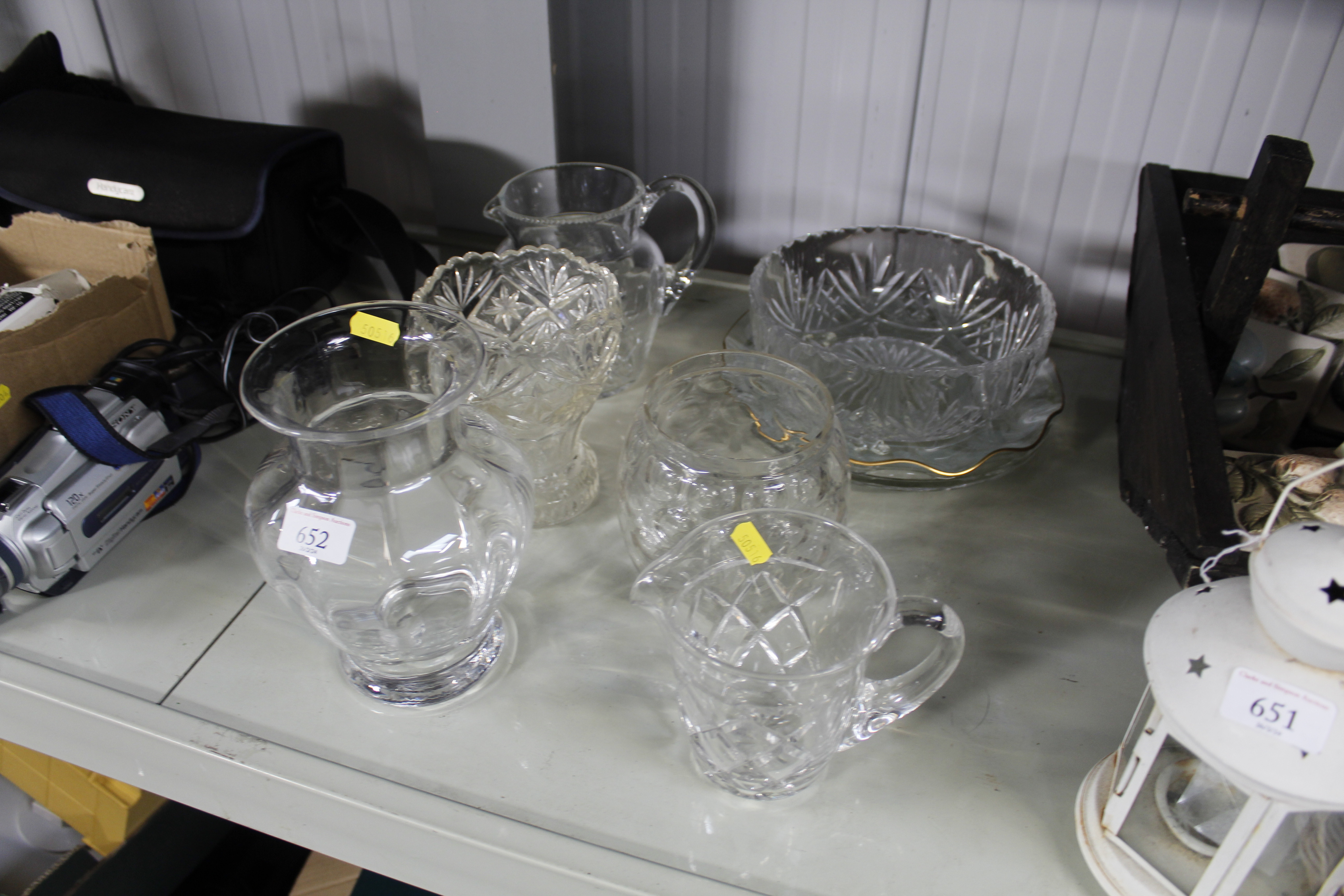 A quantity of various glassware to include vase, f