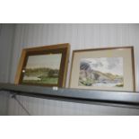 Two watercolours of lake/river scenes