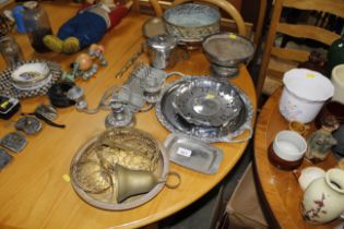 A quantity of various metal ware to include a twin