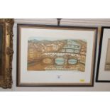 Glynn Thomas Signed limited edition etching, "Ponte Vecchio"