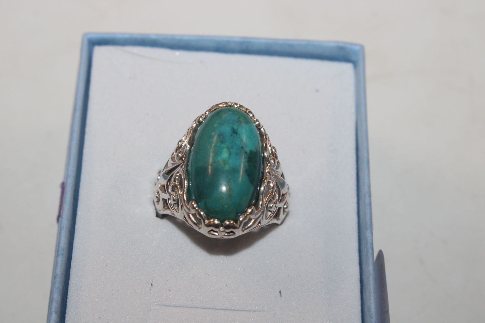 A large Sterling silver and turquoise dress ring, - Image 2 of 5