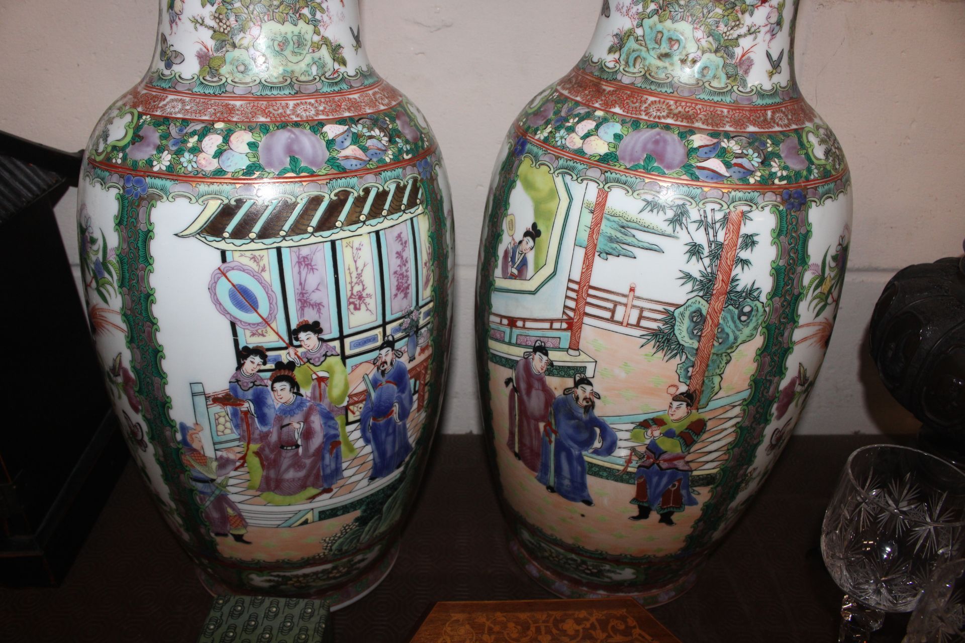 A pair of Canton baluster vases decorated in the t - Image 7 of 13