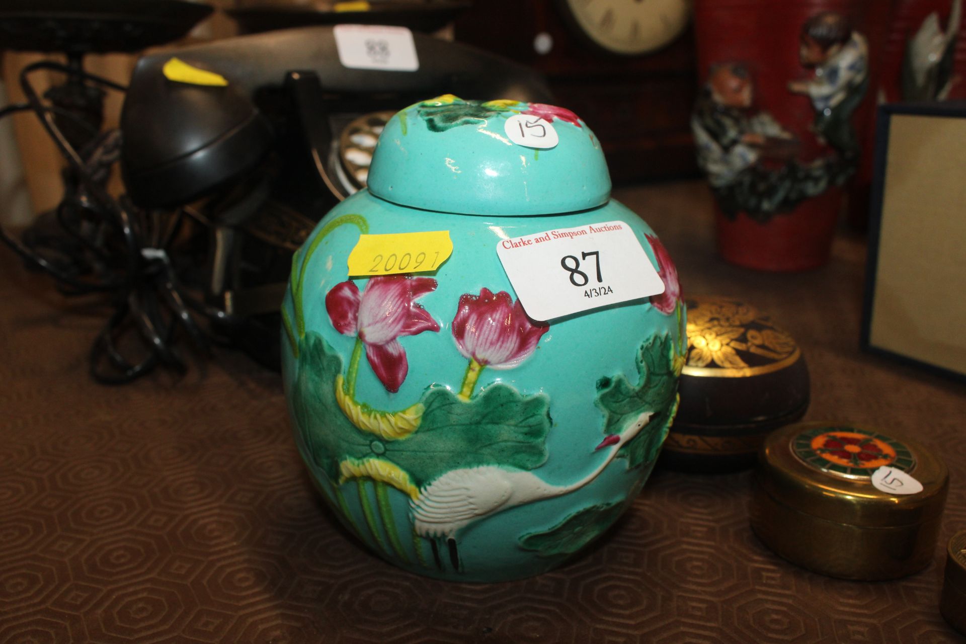 A Chinese ginger jar and cover; a circular box wit - Image 8 of 10