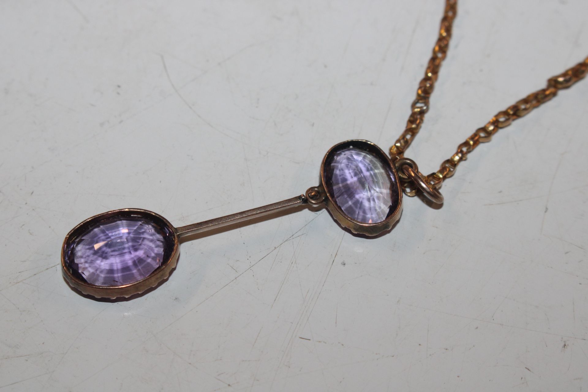 A 9ct gold necklace with amethyst pendant, approx. - Image 4 of 7