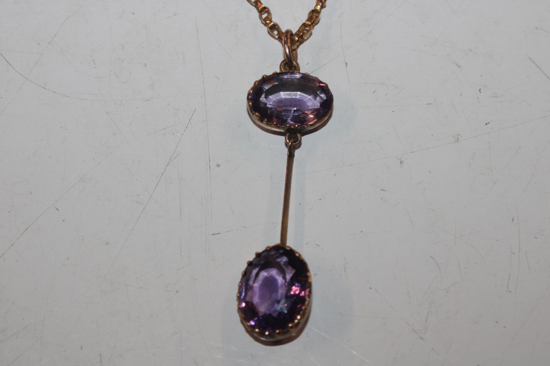 A 9ct gold necklace with amethyst pendant, approx. - Image 2 of 7