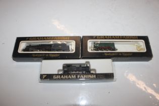 Three boxed Graham Farish "OO" gauge model railway