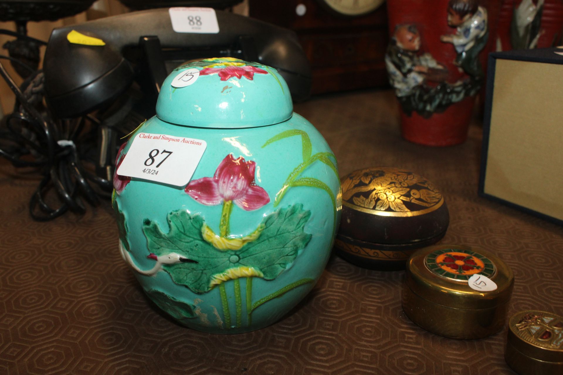 A Chinese ginger jar and cover; a circular box wit - Image 9 of 10