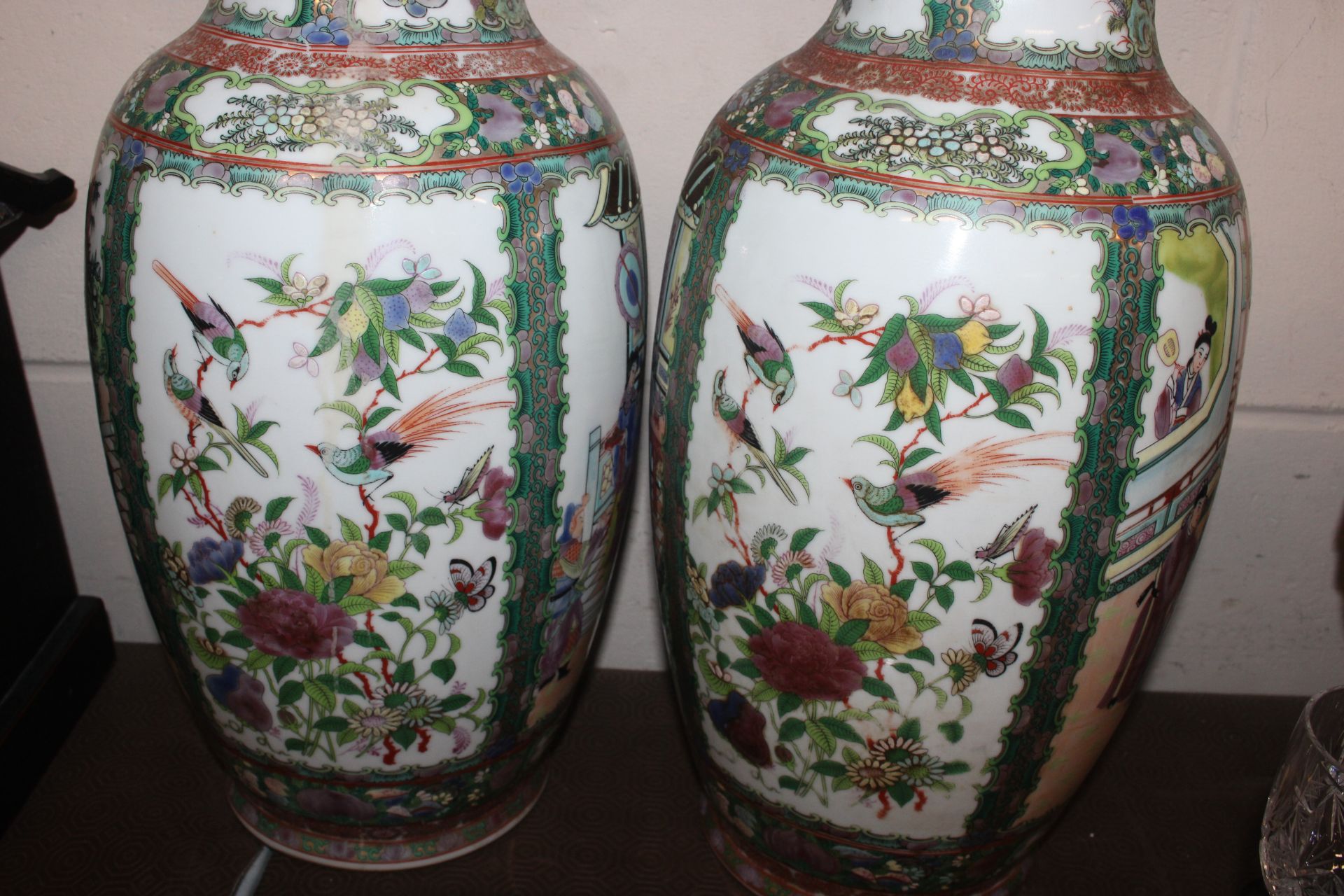 A pair of Canton baluster vases decorated in the t - Image 3 of 13