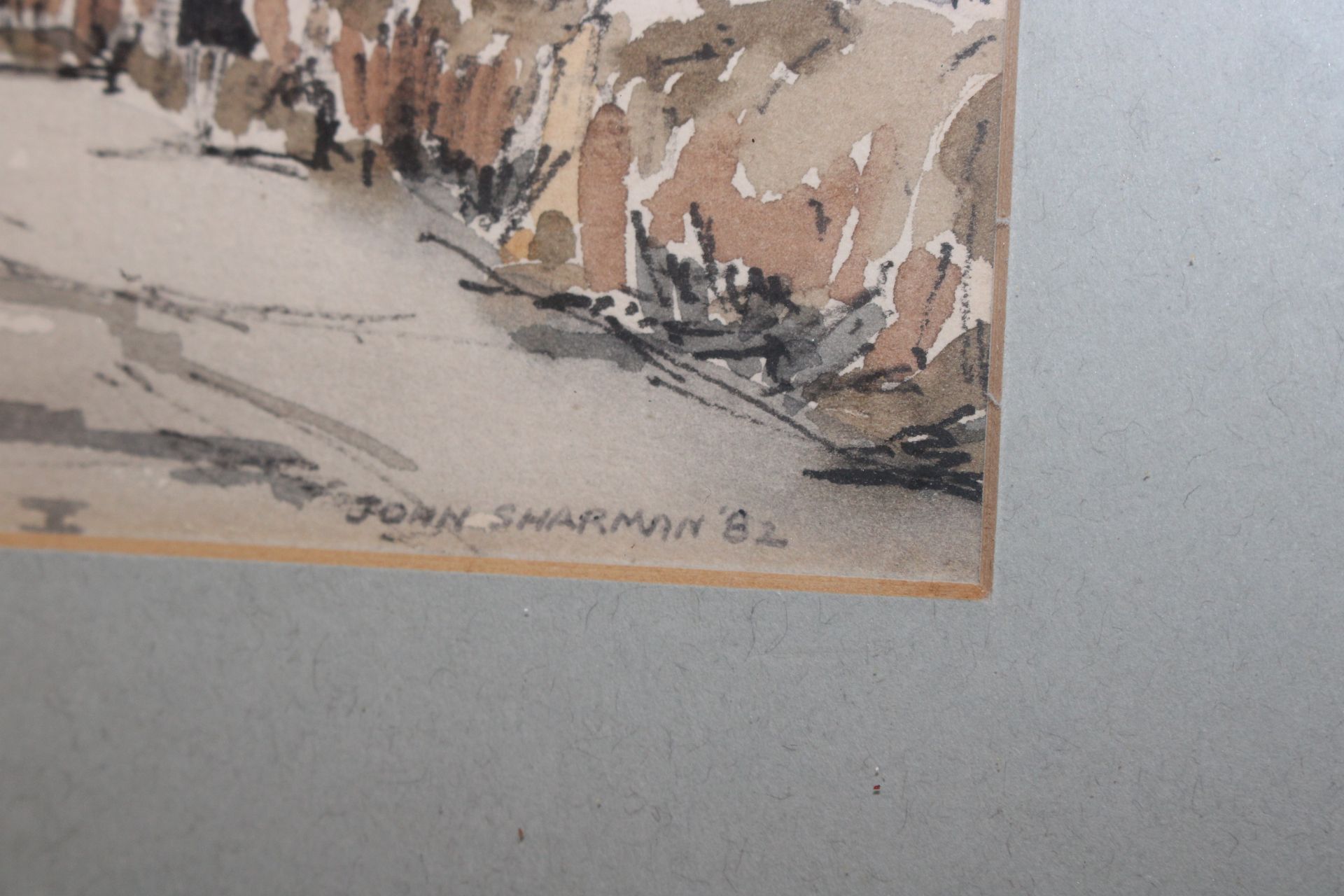 John Sharman, watercolour study of a village stree - Image 3 of 3