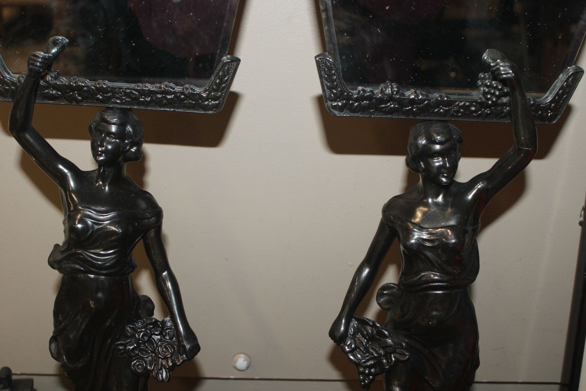 A pair of Art Deco design figural table mirrors wi - Image 4 of 5