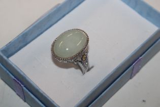 A Sterling silver jade and citrine dress ring, rin