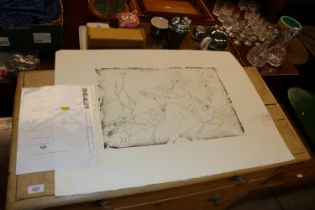 A pencil signed limited edition etching by Hubert
