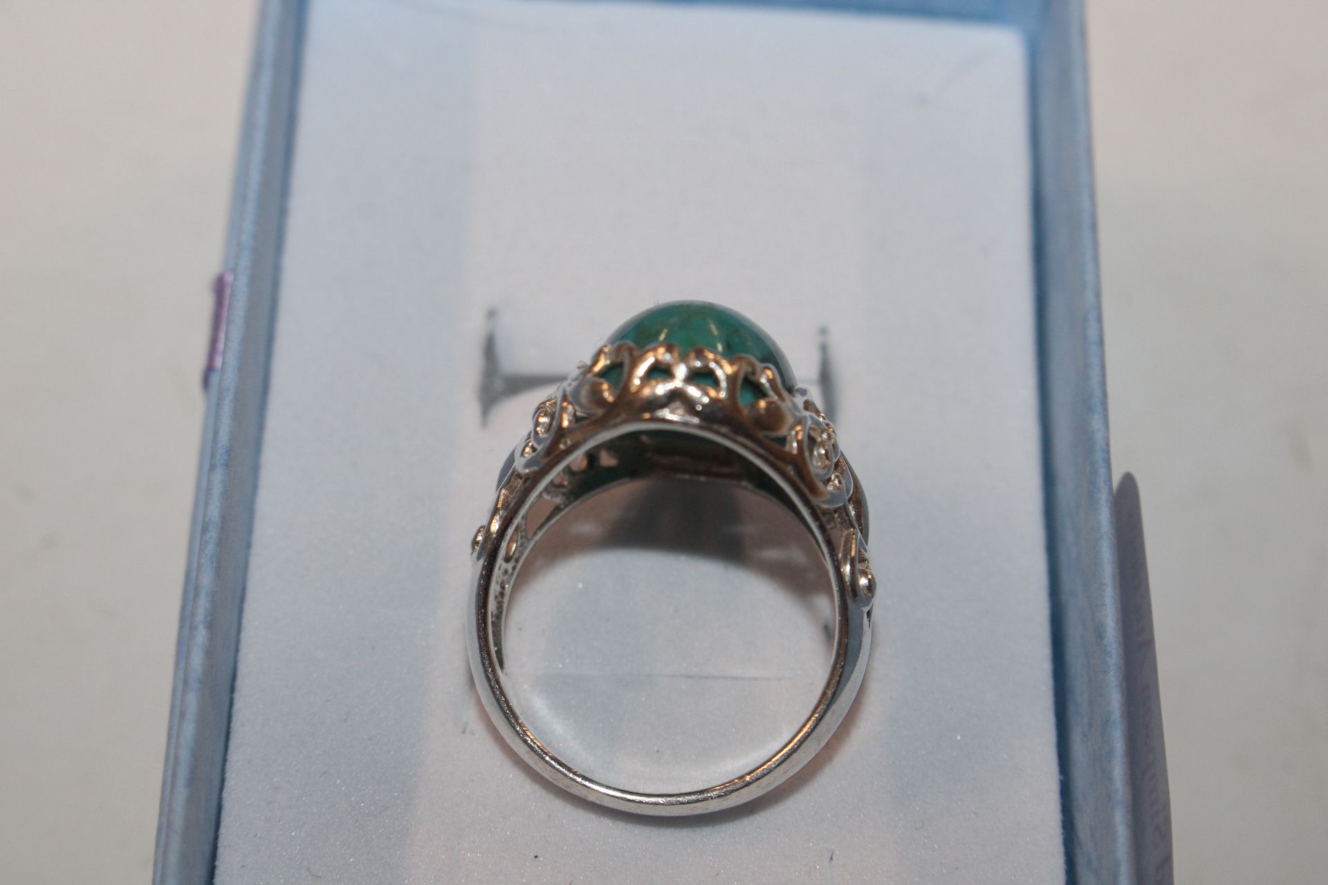 A large Sterling silver and turquoise dress ring, - Image 4 of 5