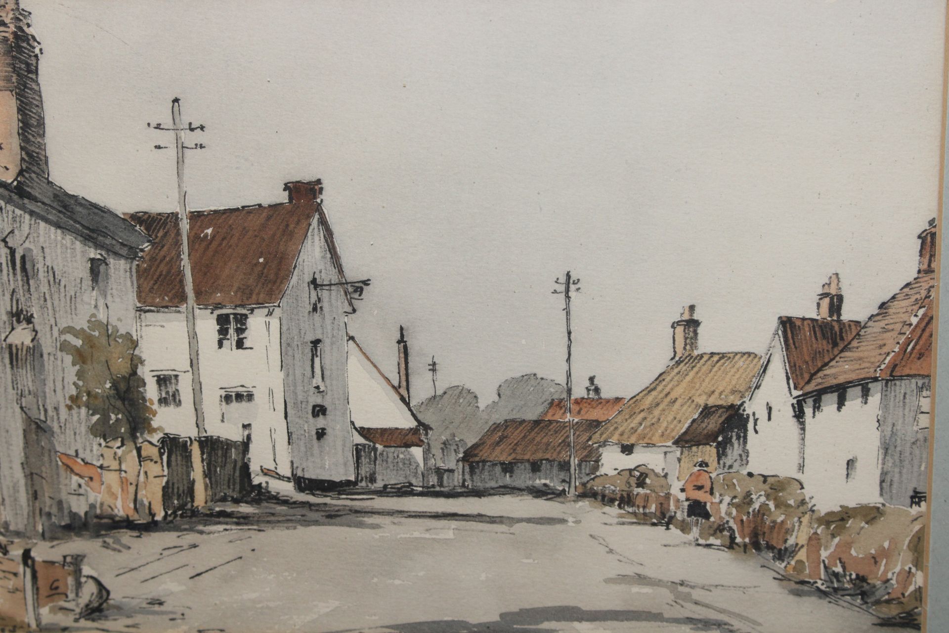 John Sharman, watercolour study of a village stree - Image 2 of 3