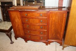 A mahogany breakfront sideboard fitted five centra