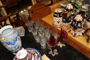 A pair of Murano style Cornucopia vases, a glass l