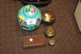 A Chinese ginger jar and cover; a circular box wit