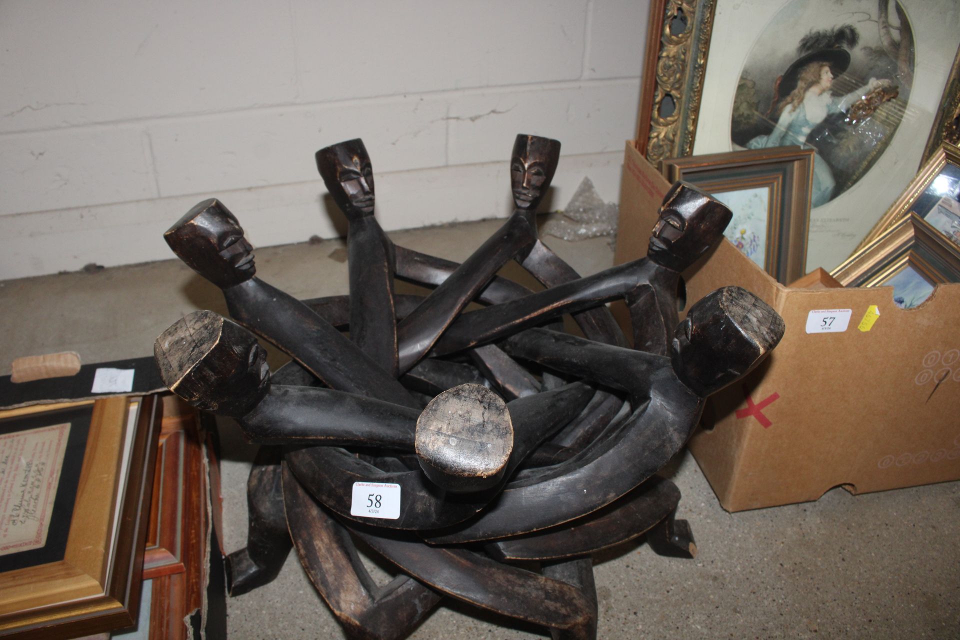 A decorative bowl on figural hardwood stand - Image 2 of 3