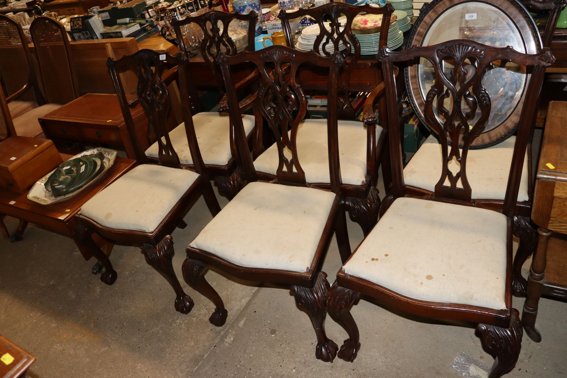 A set of six mahogany Chippendale design dining ch - Image 2 of 2