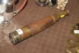 A brass and leather cased telescope Ross of London No. 38254