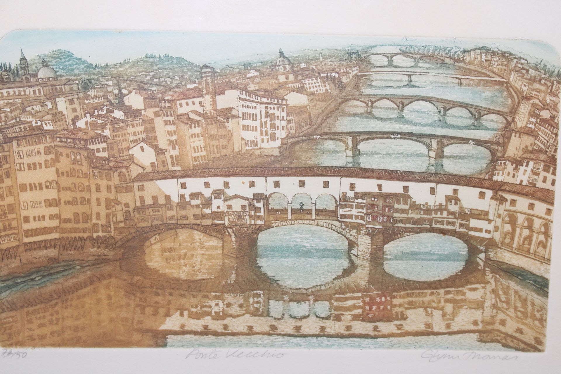 Glynn Thomas Signed limited edition etching, "Ponte Vecchio" - Image 2 of 5