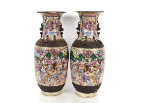 A pair of 19th Century Chinese Canton baluster flo