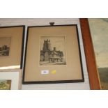 F.S. Rands, pencil signed etching Stoke by Nayland