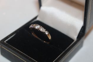 A 14ct gold ring with cubic zirconia stones, ring