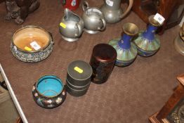 A pair of cloisonné baluster vases; a single clois