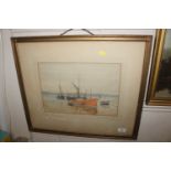 O. Arkwright, watercolour study of fishing vessels