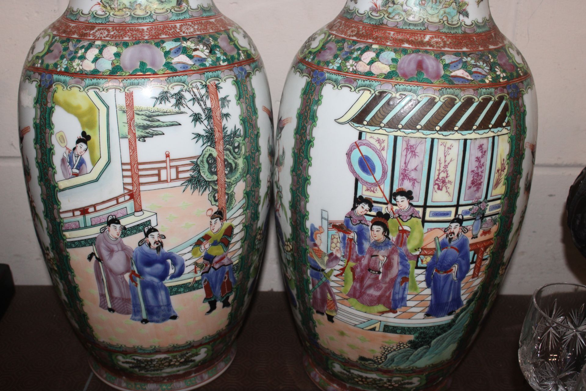 A pair of Canton baluster vases decorated in the t - Image 5 of 13