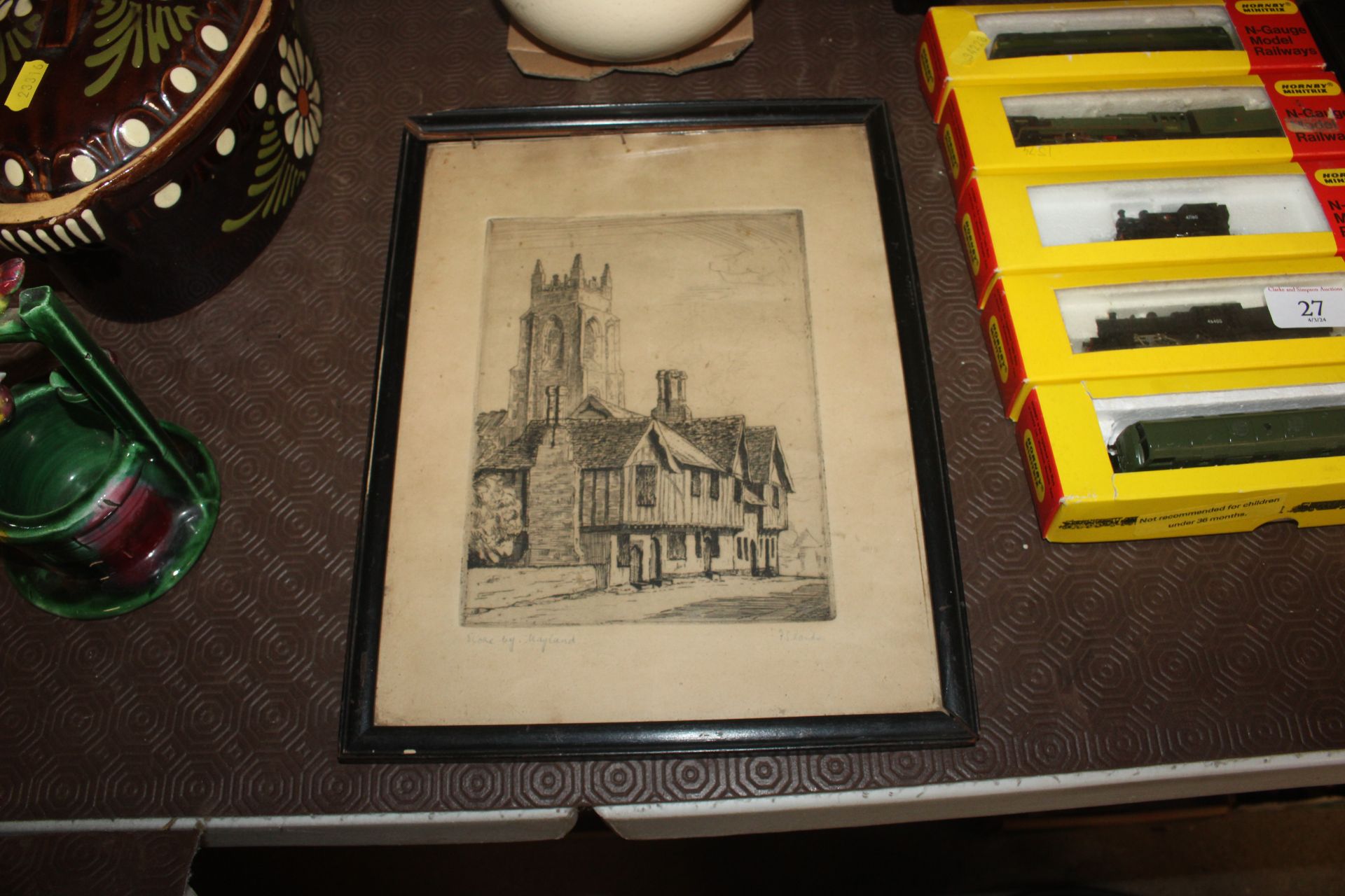 A pencil signed study of Stoke By Nayland and an e - Image 3 of 6