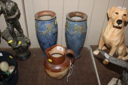 A Doulton Lambeth Harvestware jug and a pair of Do