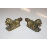 A pair of brass lions