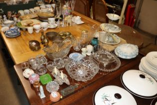 A quantity of table glassware including salts, vas