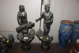 A pair of Spelter figures