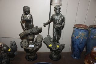 A pair of Spelter figures