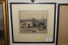 F.S. Rands, pencil signed etching, "Woodbridge"