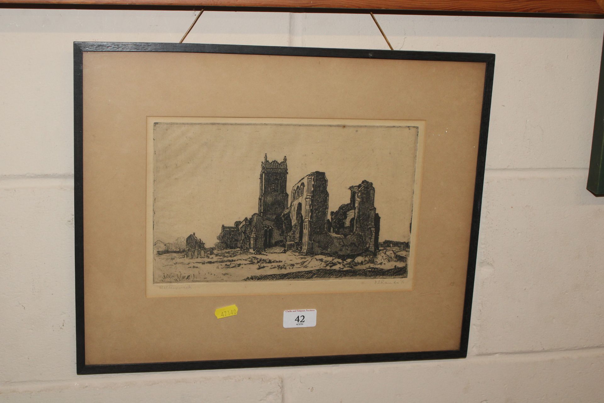 F.S. Rands, pencil signed etching Walberswick