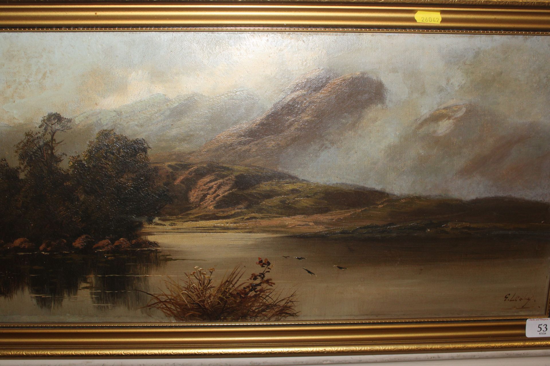 G. Leslie, oil on canvas study of a Scottish loch - Image 2 of 3